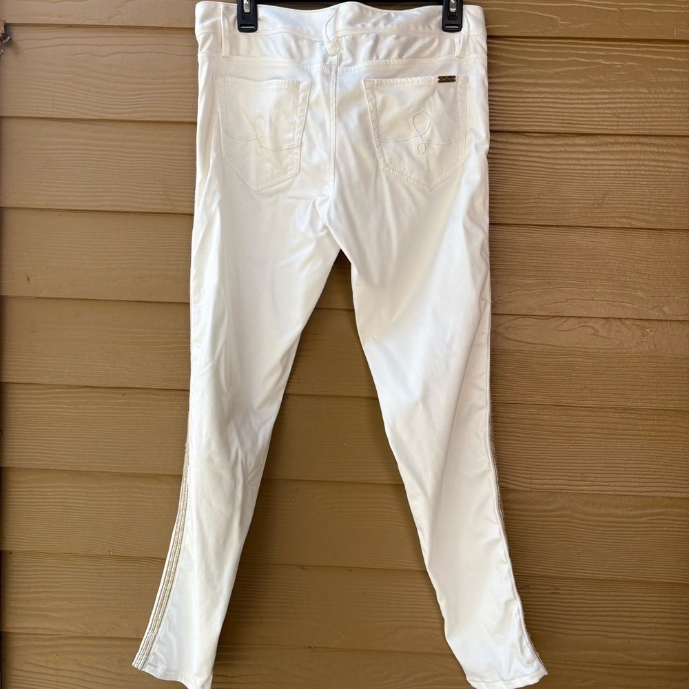 Lilly Pulitzer Worth Low Rise Skinny Jeans with gold detail in Coconut Size 8 - Picture 5 of 8